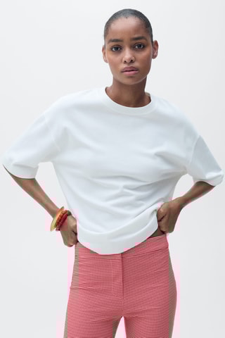 Pantalon à carreaux vichy court - Rouge