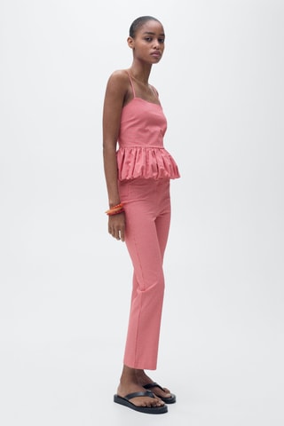 Pantalon à carreaux vichy court - Rouge