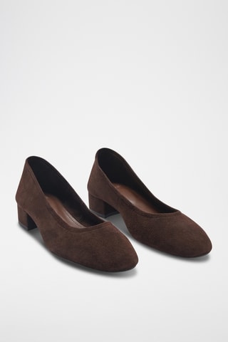 Chaussures talon daim - Chocolat