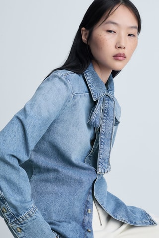 Chemise en jean nœud - Bleu