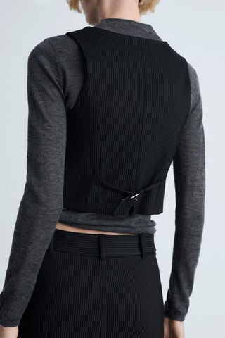 Gilet de costume à fines rayures - Noir