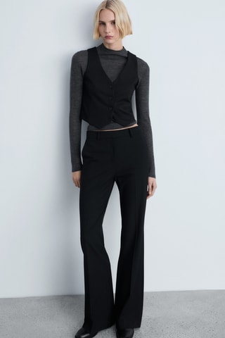 Gilet de costume à fines rayures - Noir