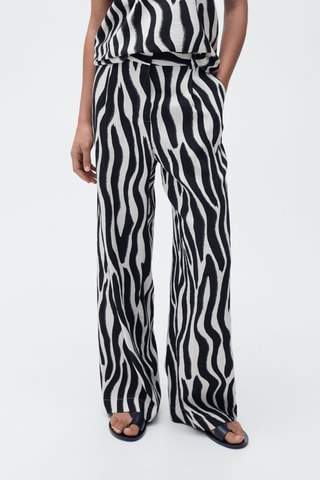 Pantalon droit imprimé zèbre - Noir