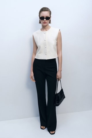 Gilet tweed boutons - Ecru