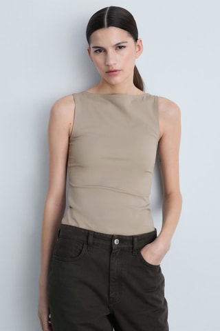 Top bretelles col bateau - Marron clair