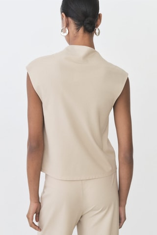 T-shirt col asymétrique froncé - Sable