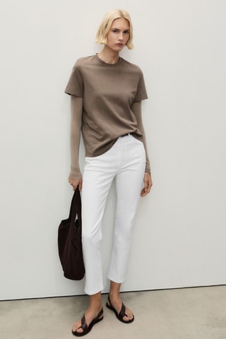 Jean Claudia slim crop - Blanc