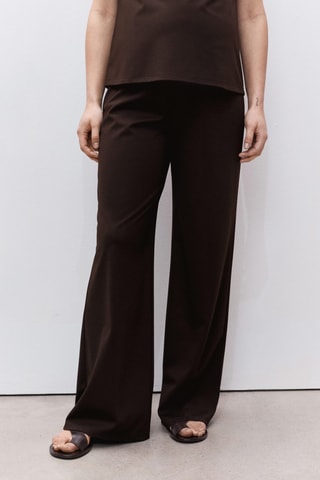 Pantalon wide leg prémaman - Chocolat