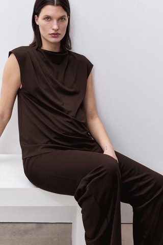 Pantalon wide leg prémaman - Chocolat