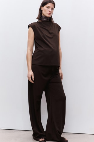 Pantalon wide leg prémaman - Chocolat