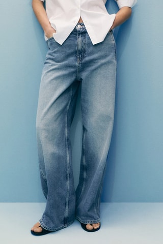 Jean balloon taille haute - Bleu