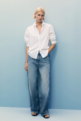 Jean balloon taille haute - Bleu