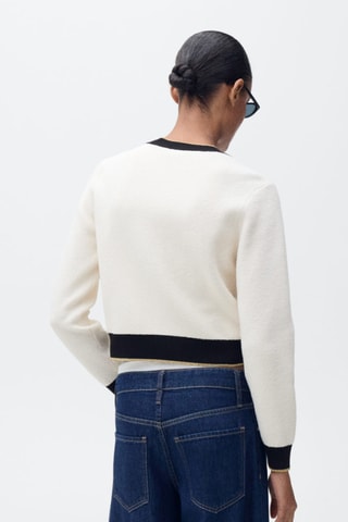 Cardigan en maille à double bordure - Ecru