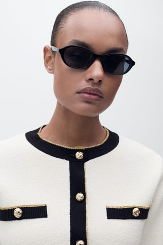 Cardigan en maille à double bordure - Ecru