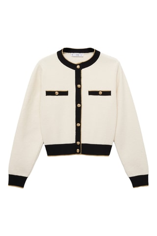 Cardigan en maille à double bordure - Ecru