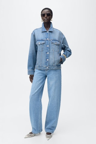 Veste en jean oversize poches - Bleu