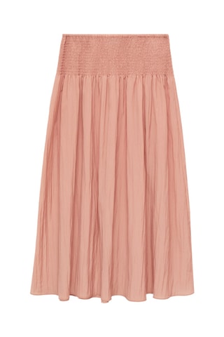 Jupe midi empiècement froncé - Rose