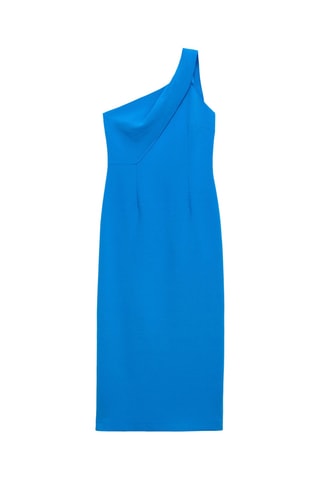 Robe asymétrique col nœud - Bleu