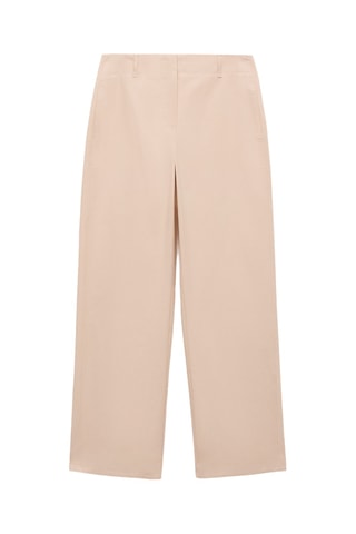 Pantalon coton droit taille moyenne - Ecru