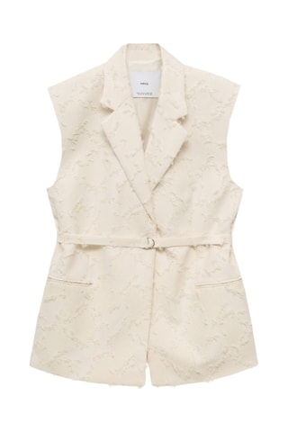 Gilet texturé ceinture - Ecru