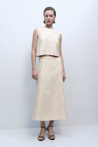 Crop top texturé - Ecru