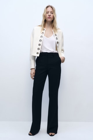 Veste en coton avec bordure perforée - Blanc