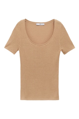 Pull maille lin mélangé - Marron