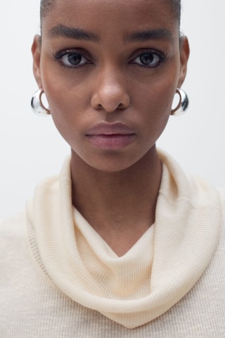 Top maille col bénitier - Gris clair