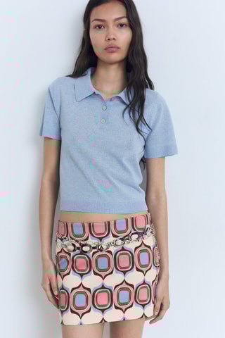 Pull-over maille col polo - Bleu