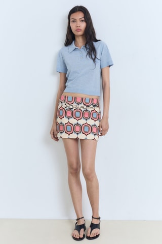 Pull-over maille col polo - Bleu