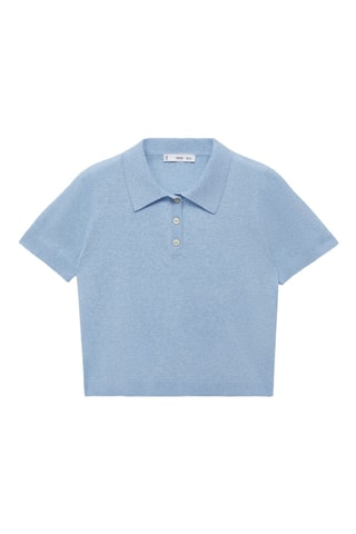 Pull-over maille col polo - Bleu