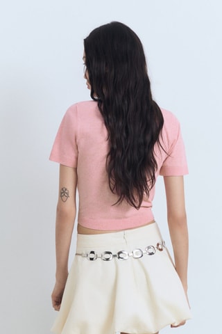 Pull-over maille col polo - Rose