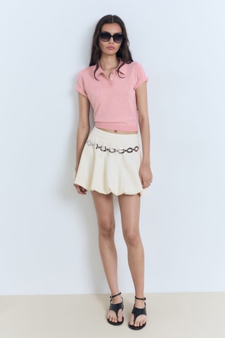 Pull-over maille col polo - Rose