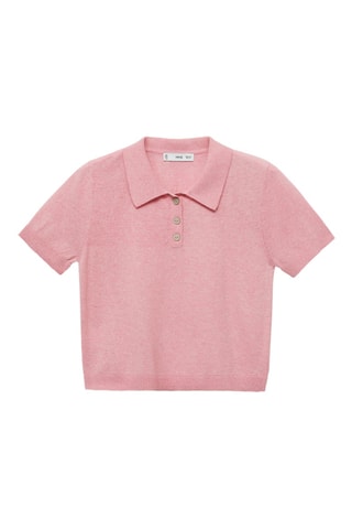 Pull-over maille col polo - Rose