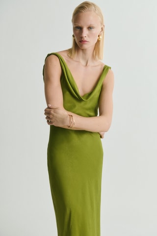 Robe texturée encolure drapée - Vert