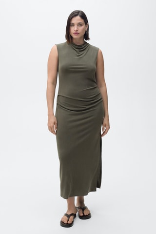 Robe en modal col bénitier - Kaki