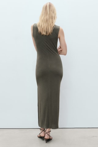 Robe en modal col bénitier - Kaki