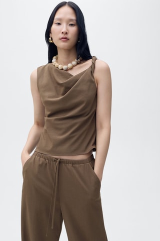 Pantalon droit nœud - Marron