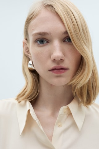 Chemise fluide satinée - Ecru