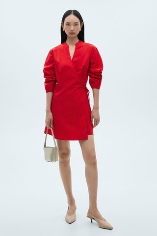 Robe cache-coeur coton - Rouge