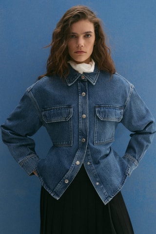 Surchemise en jean poches - Bleu