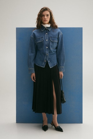 Surchemise en jean poches - Bleu