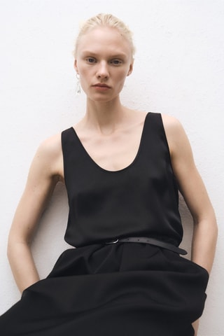 Top soie à bretelles - Noir