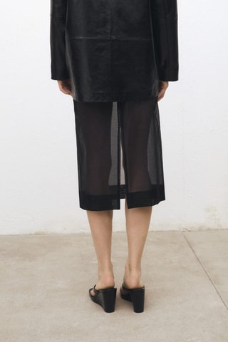 Jupe midi en soie semi-transparente - Noir