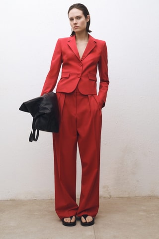 Blazer costume laine mélangée - Rouge