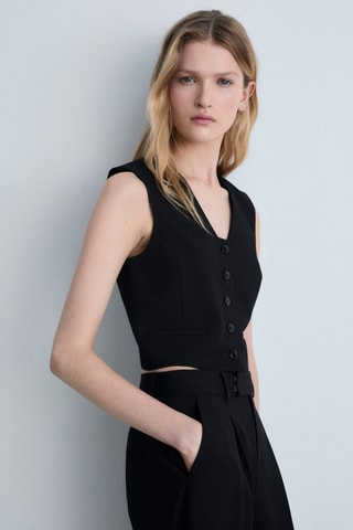 Gilet costume crop - Noir