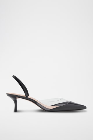 Chaussure à talon avec empiècement vinyle - Noir