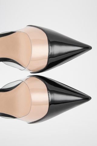 Chaussure à talon avec empiècement vinyle - Noir