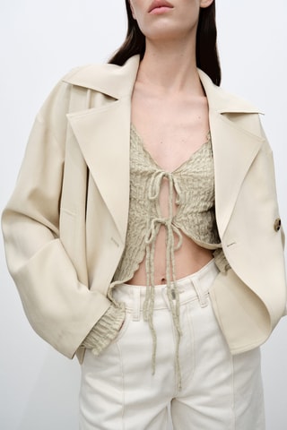 Cardigan coton texture nœuds - Gris clair