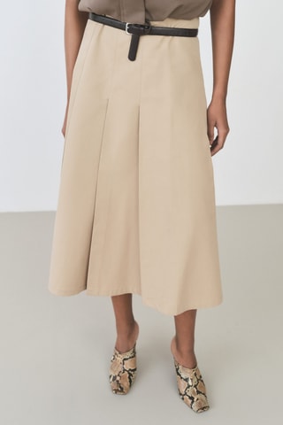 Jupe évasée détail pinces - Marron